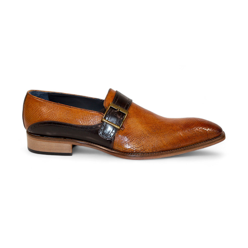 Duca by Matiste Sezze Embossed Snake Leather Shoes Cognac/Chocolate