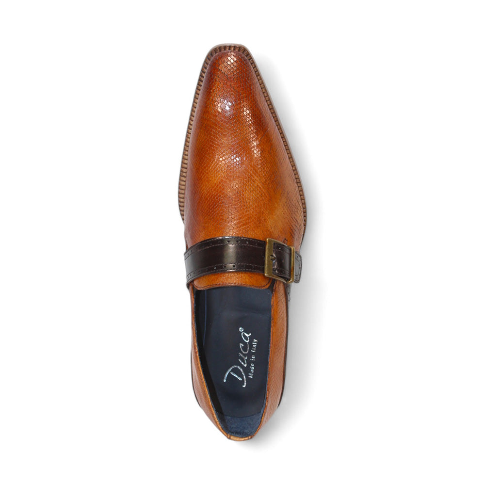 Duca by Matiste Sezze Embossed Snake Leather Shoes Cognac/Chocolate