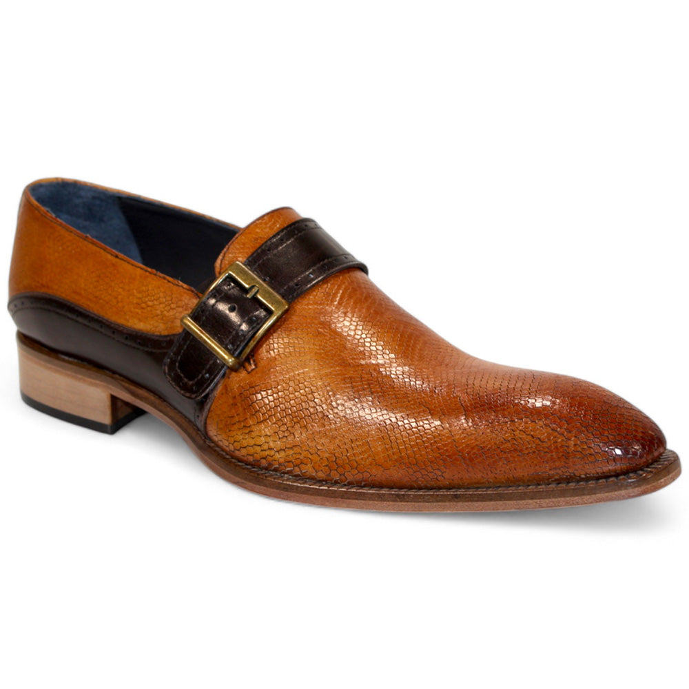 Duca by Matiste Sezze Embossed Snake Leather Shoes Cognac/Chocolate