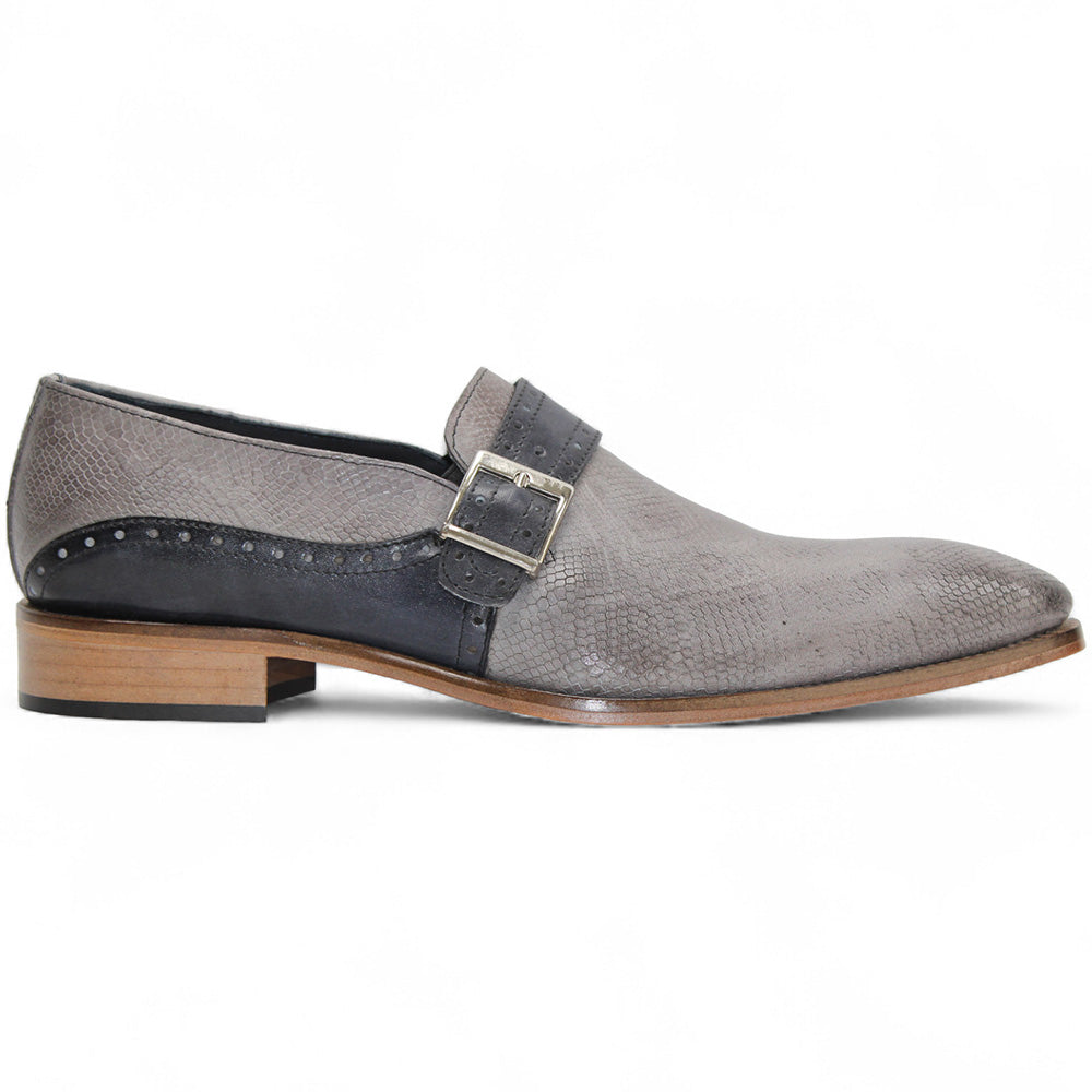 Duca by Matiste Sezze Embossed Snake Leather Shoes Light Grey/Dark Grey