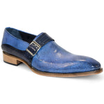 Duca by Matiste Sezze Embossed Snake Leather Shoes Powder Blue/Navy