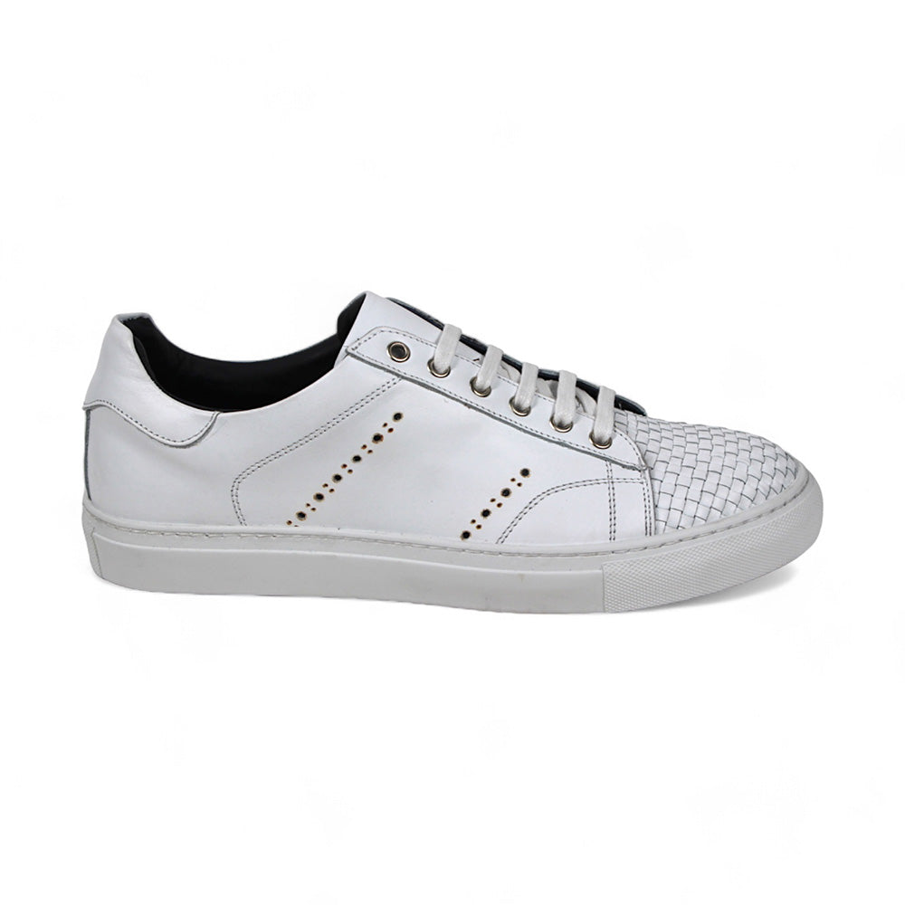 Duca by Matiste Sorrento Weave Leather Sneakers White