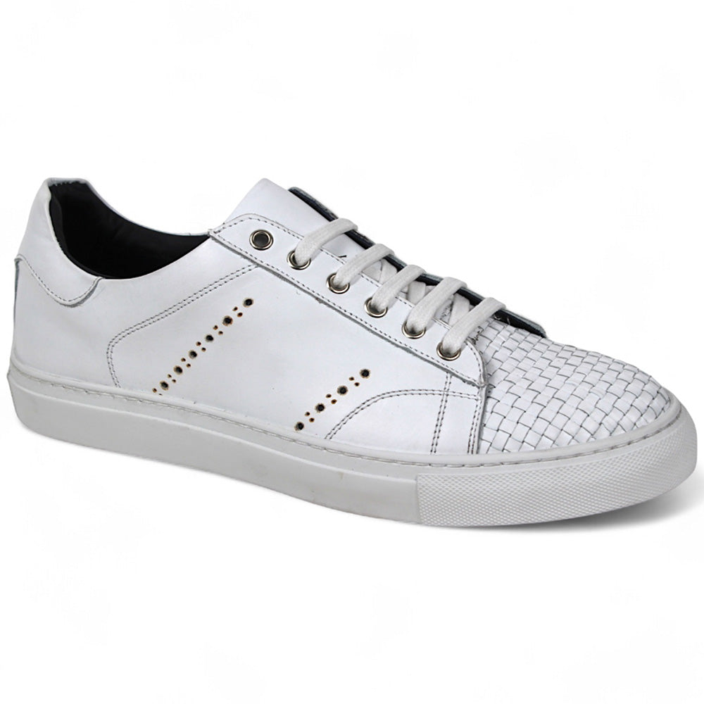 Duca by Matiste Sorrento Weave Leather Sneakers White