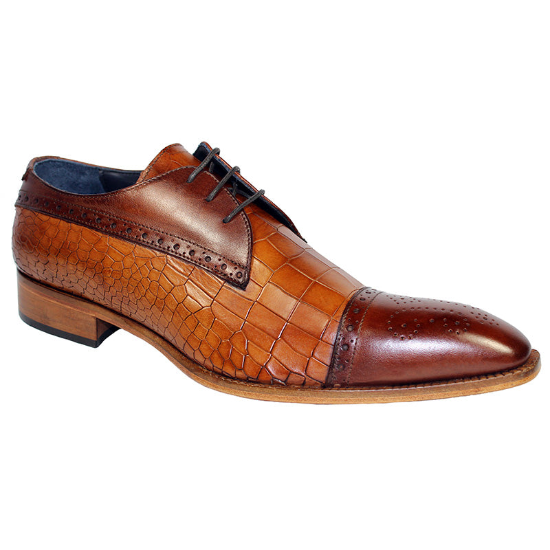 Duca by Matiste Teramo Calfskin Croc Print Brown Cognac