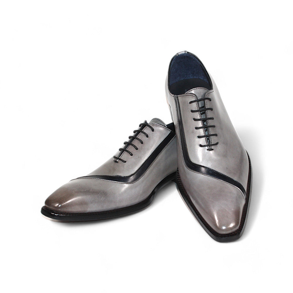 Duca by Matiste Torre Calfskin Shoes Light Grey / Black