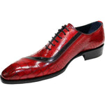 Duca by Matiste Torre Embossed Croco Shoes Red/ Black