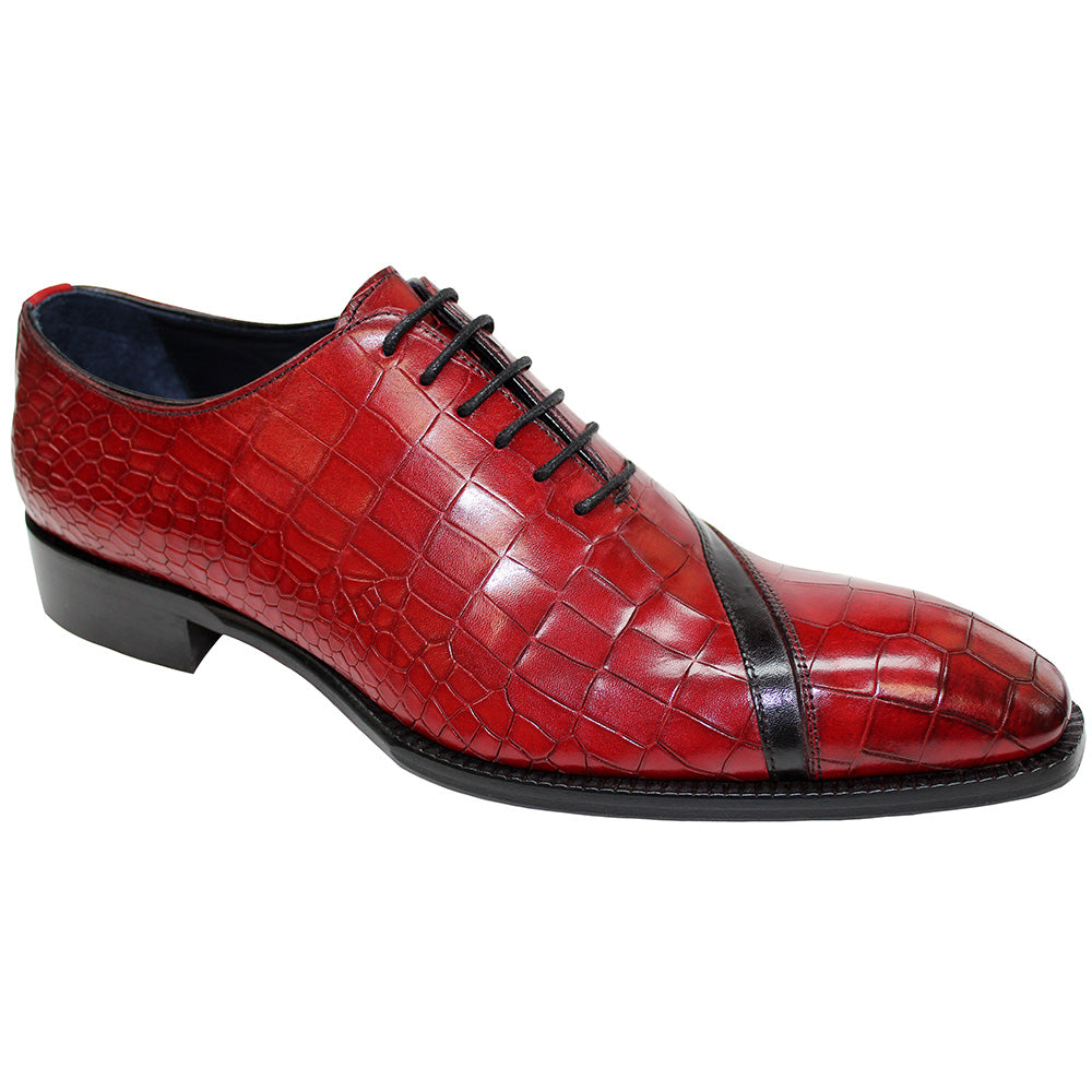 Duca by Matiste Torre Embossed Croco Shoes Red/ Black
