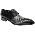 Duca by Matiste Valentano Croc Print & Leather Shoes Black / Grey