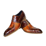Duca by Matiste Valentano Croc Print & Leather Shoes Brown / Cognac