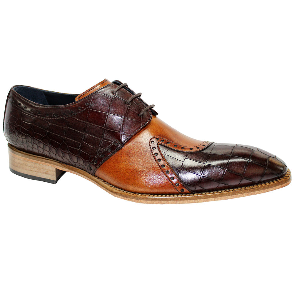 Duca by Matiste Valentano Croc Print & Leather Shoes Brown / Cognac