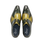 Duca by Matiste Valentano Leather/Embossed Croco Leather Shoes Green/Olive