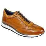 Duca by Matiste Varsi Calfskin Croc Print Sneakers Brown