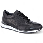 Duca by Matiste Varsi Leather & Croc Print Sneakers Black
