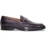 Duca by Matiste Vasto Embossed Croco Leather Loafers Purple