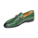 Duca by Matiste Vasto Embossed Croco Leather Shoes Green