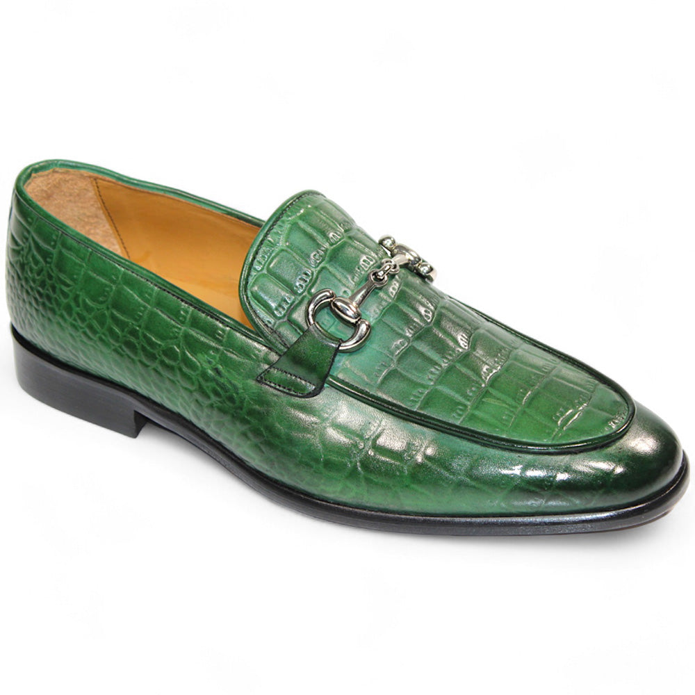 Duca by Matiste Vasto Embossed Croco Leather Shoes Green