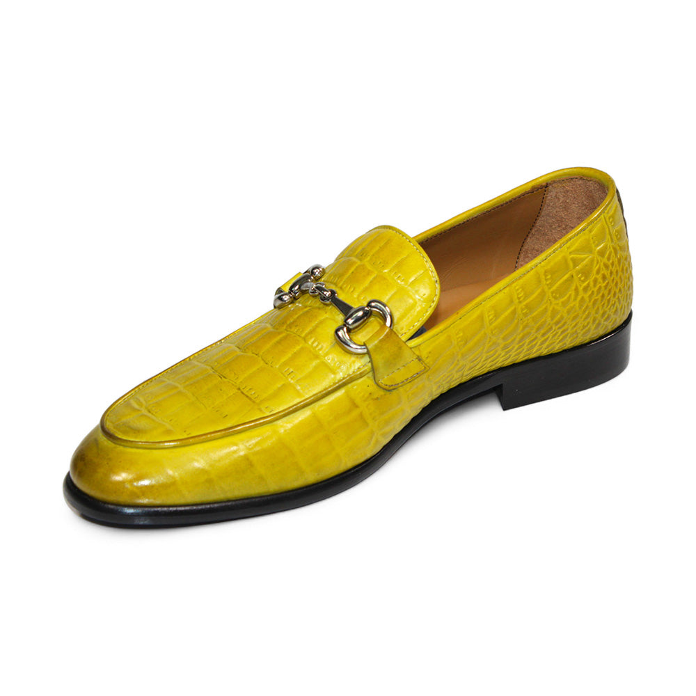 Duca by Matiste Vasto Embossed Croco Leather Shoes Yellow