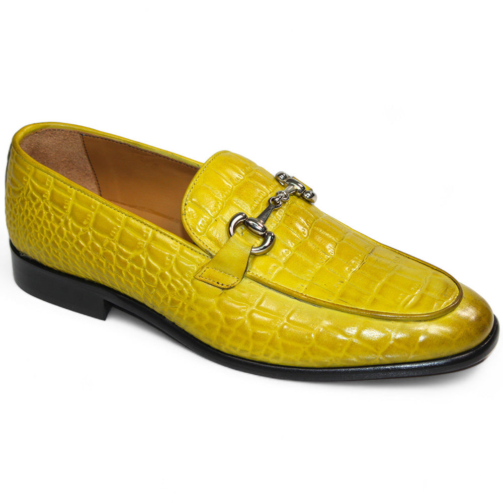 Duca by Matiste Vasto Embossed Croco Leather Shoes Yellow