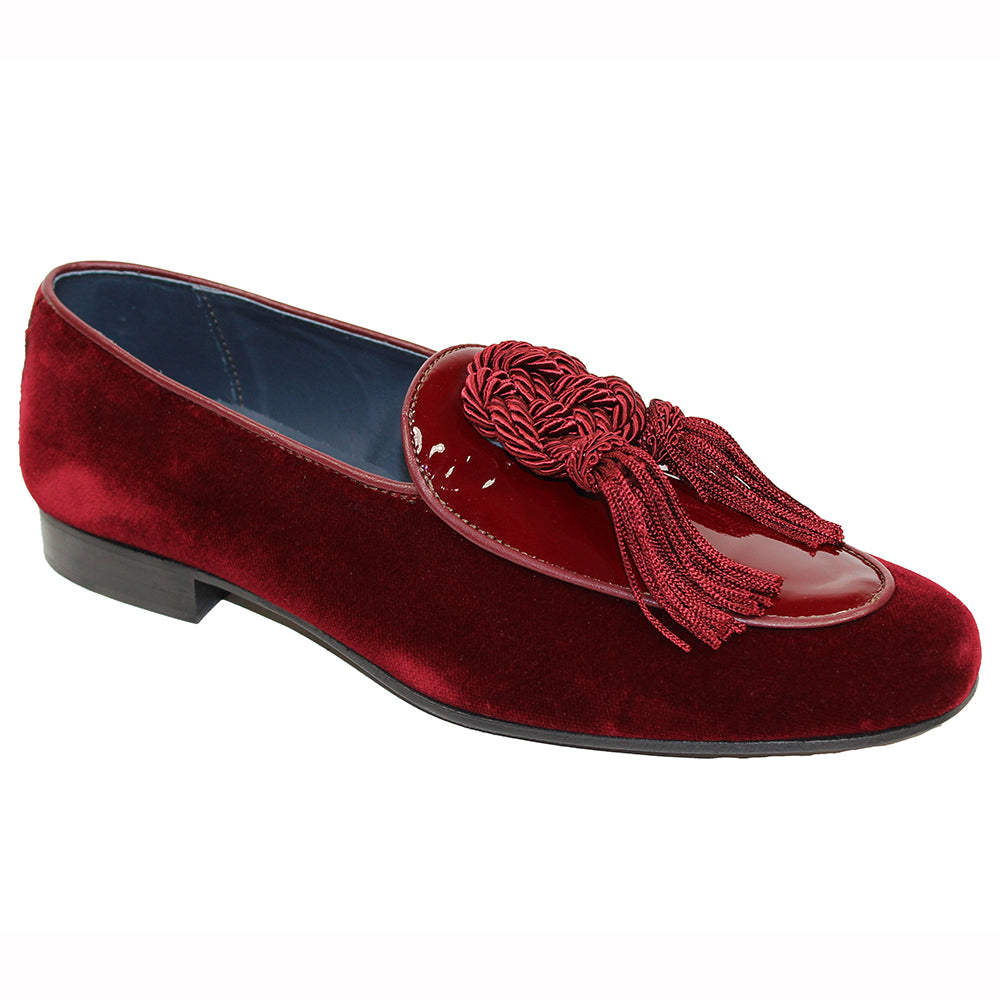 Duca by Matiste Venezia Patent & Velvet Shoes Burgundy