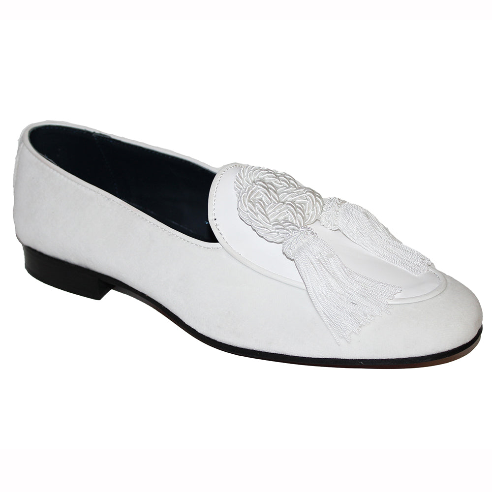 Duca by Matiste Venezia Patent & Velvet Shoes White