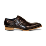 Duca by Matiste Vergato Embossed Croco Leather Shoes Chocolate