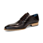 Duca by Matiste Vergato Embossed Croco Leather Shoes Chocolate