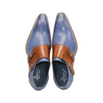 Duca by Matiste Vergato Leather Shoes Light Blue/Cognac