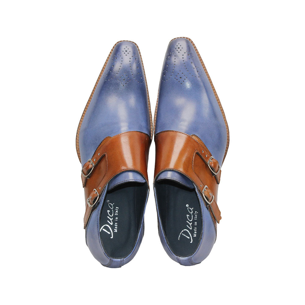Duca by Matiste Vergato Leather Shoes Light Blue/Cognac