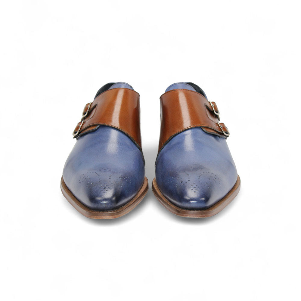 Duca by Matiste Vergato Leather Shoes Light Blue/Cognac