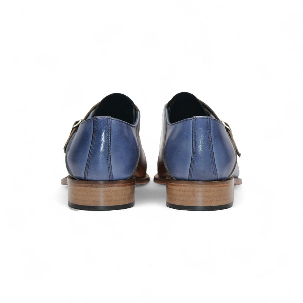 Duca by Matiste Vergato Leather Shoes Light Blue/Cognac