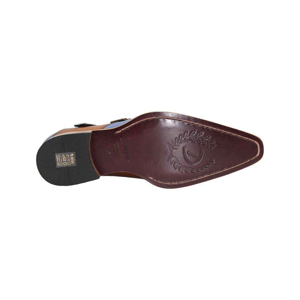 Duca by Matiste Vergato Leather Shoes Light Blue/Cognac