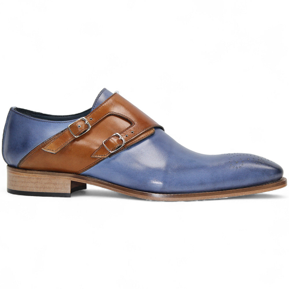 Duca by Matiste Vergato Leather Shoes Light Blue/Cognac