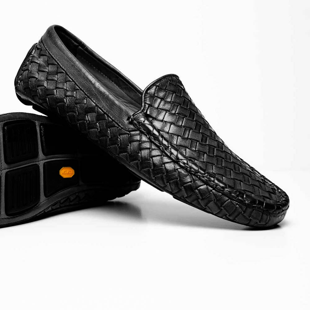 Calzoleria Toscana E945 Rendo Woven Drivers Black