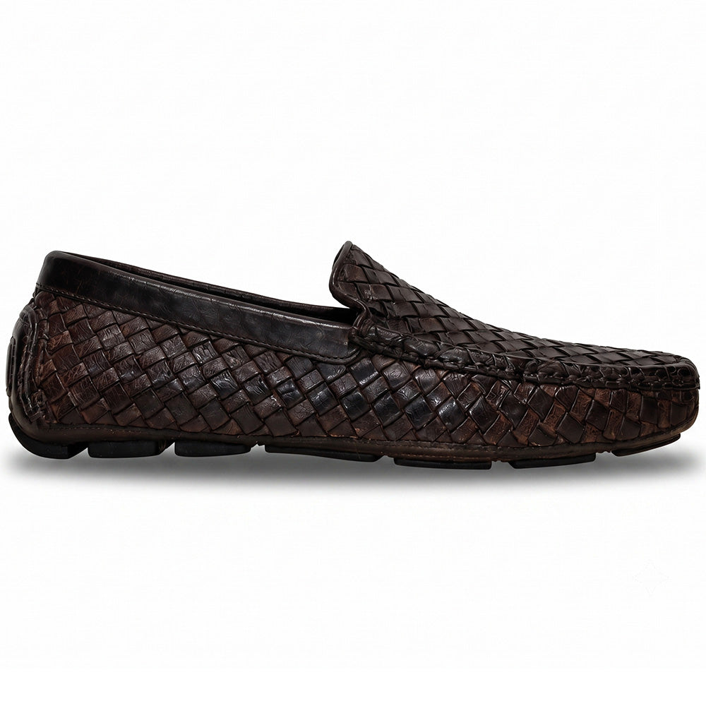 Calzoleria Toscana E945 Rendo Woven Drivers Dark Brown