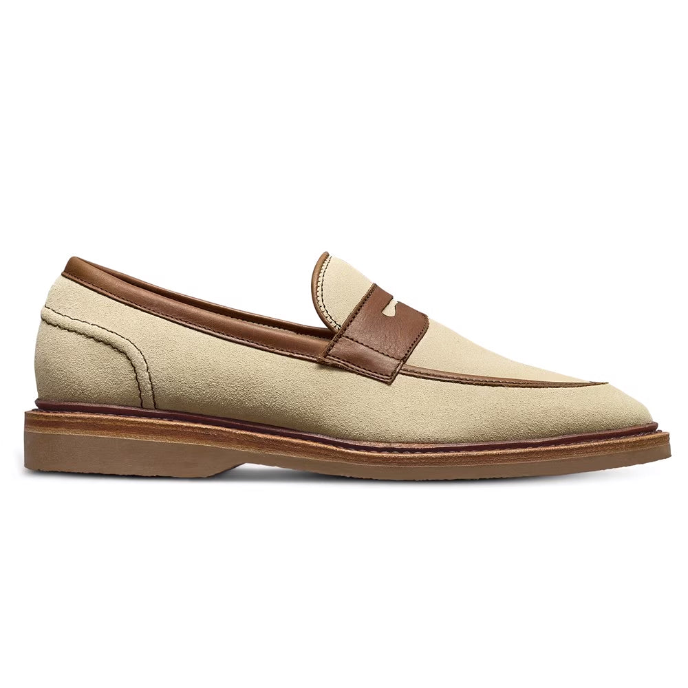 Allen Edmonds Randolph Verse Suede & Leather Penny Loafer Sand / Chili (7987)