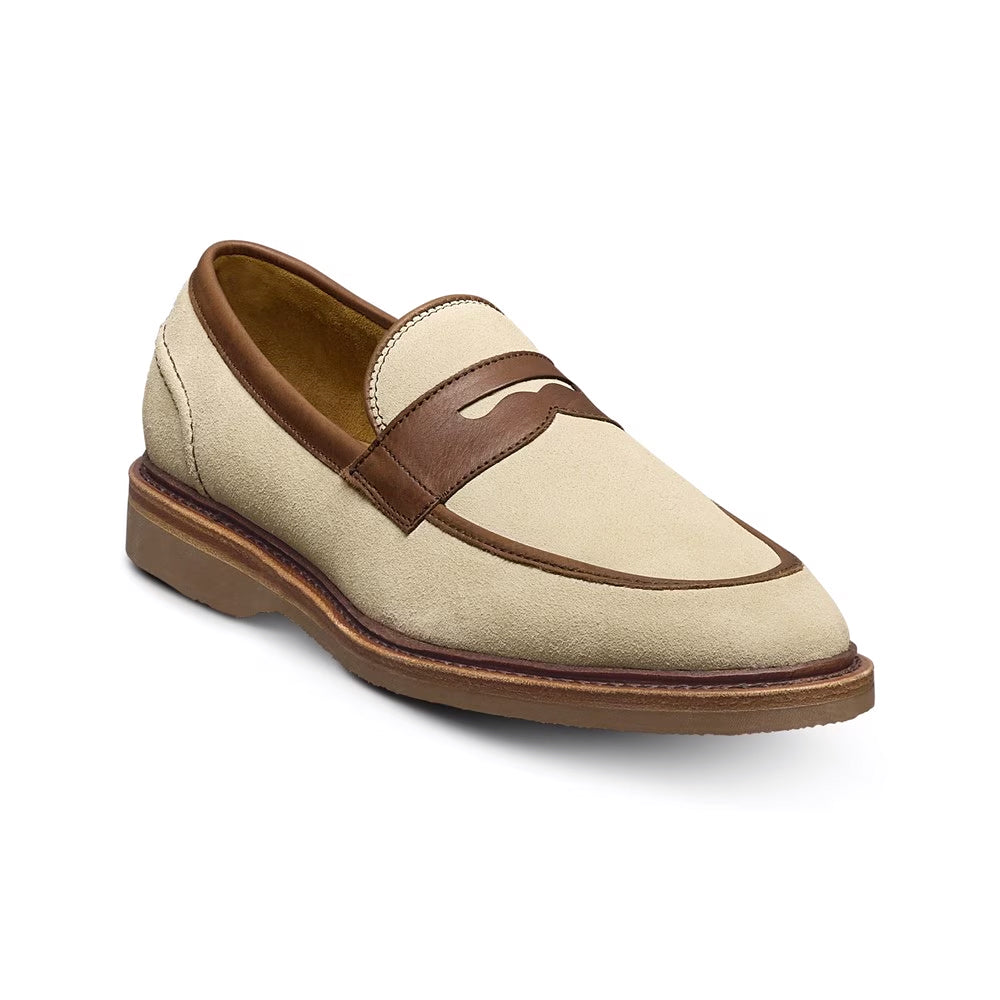 Allen Edmonds Randolph Verse Suede & Leather Penny Loafer Sand / Chili (7987)