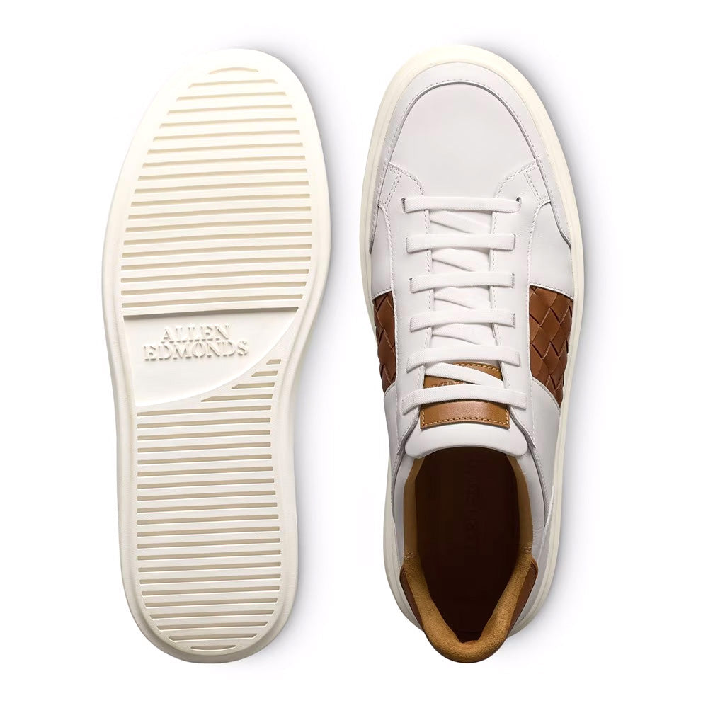 Allen Edmonds Oliver Leather Slip-on Stretch-lace Woven Sneaker Vintage Luggage (8194)