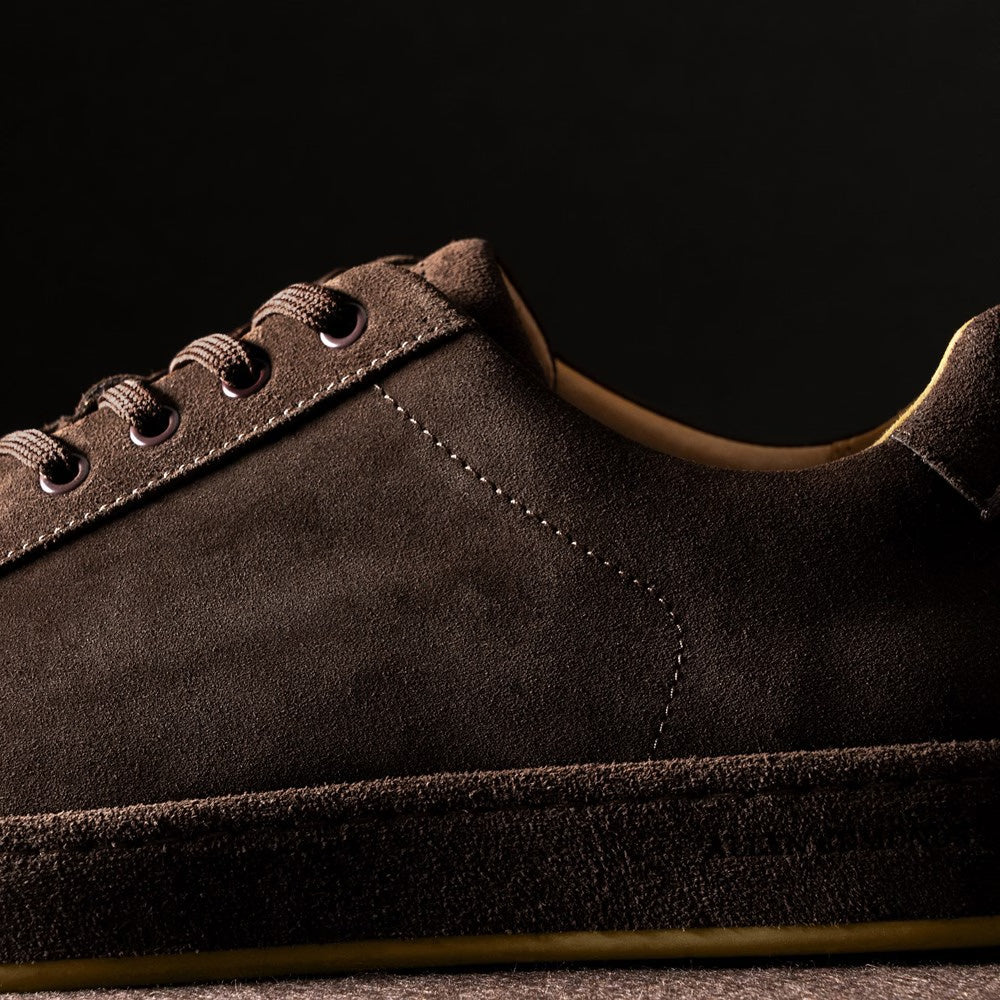 Allen Edmonds Barnes Suede Lace-Up Sneaker Polo Brown (8381)