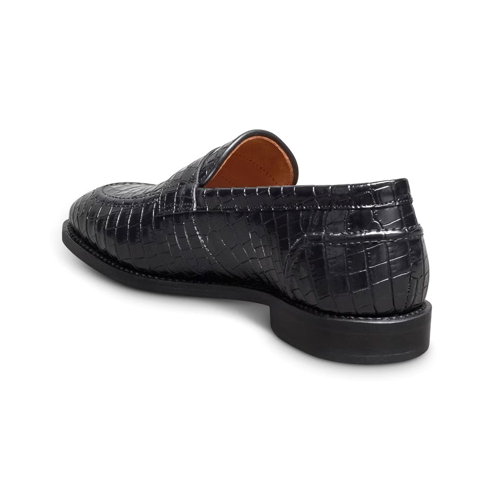 Allen Edmonds Randolph 2.0 Embossed Crocodile Penny Loafer Black (8470)