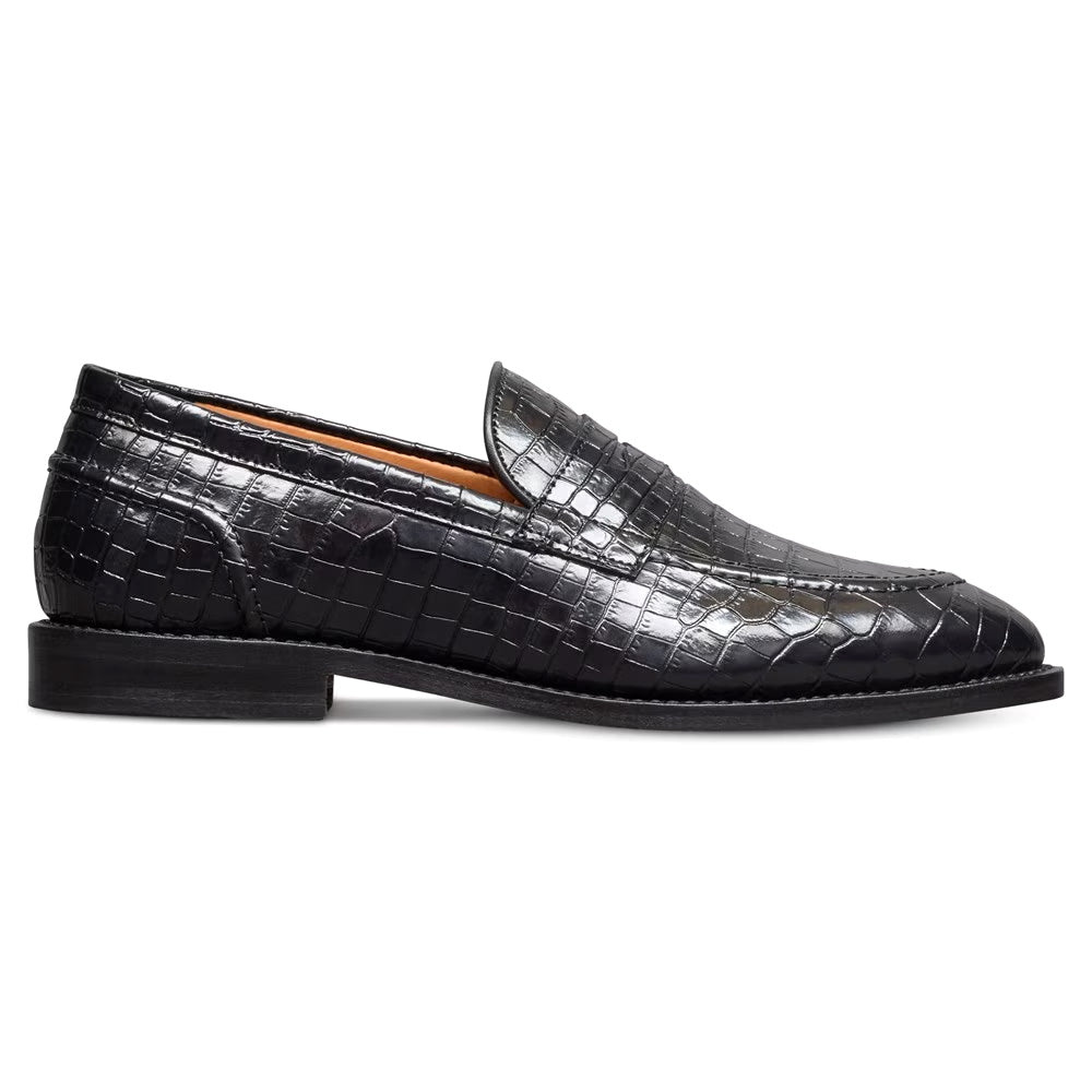 Allen Edmonds Randolph 2.0 Embossed Crocodile Penny Loafer Black (8470)