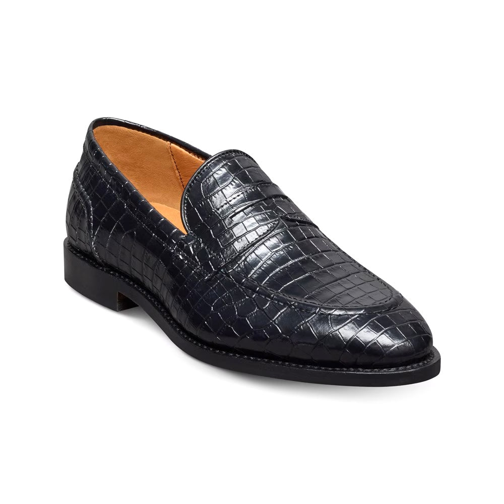 Allen Edmonds Randolph 2.0 Embossed Crocodile Penny Loafer Black (8470)