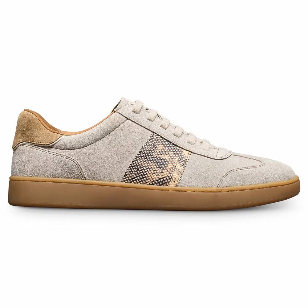 Allen Edmonds Ludlow Suede & Snake Print Slip-on Stretch-lace Sneaker Dove Gray (9327)