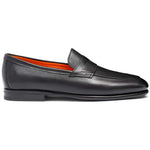 Santoni CARLOS-P4-MEMN01 Calfskin Penny Loafer Black