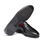 Santoni CARLOS-P4-MEMN01 Calfskin Penny Loafer Black