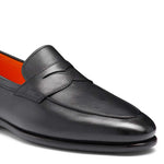 Santoni CARLOS-P4-MEMN01 Calfskin Penny Loafer Black