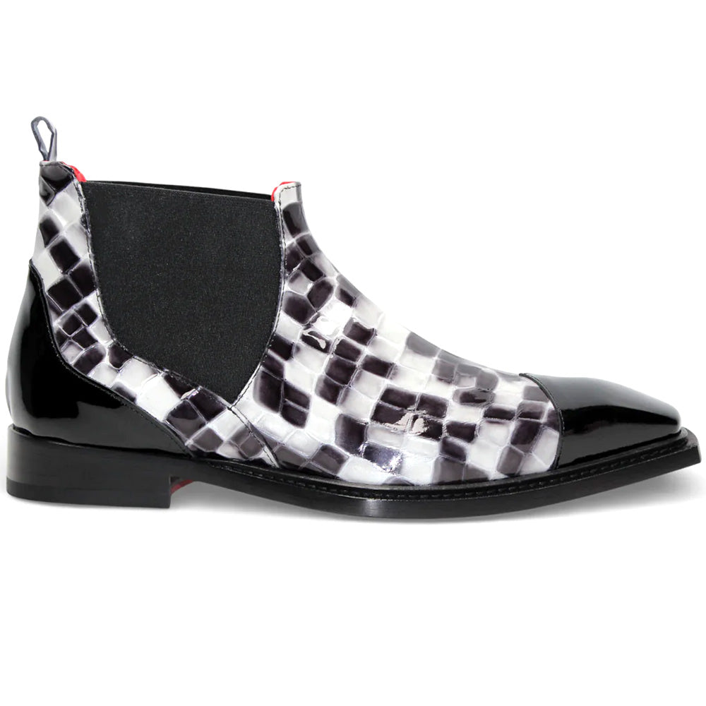Emilio Franco EFC352 Patent Leather Croco Print Boots Black / White