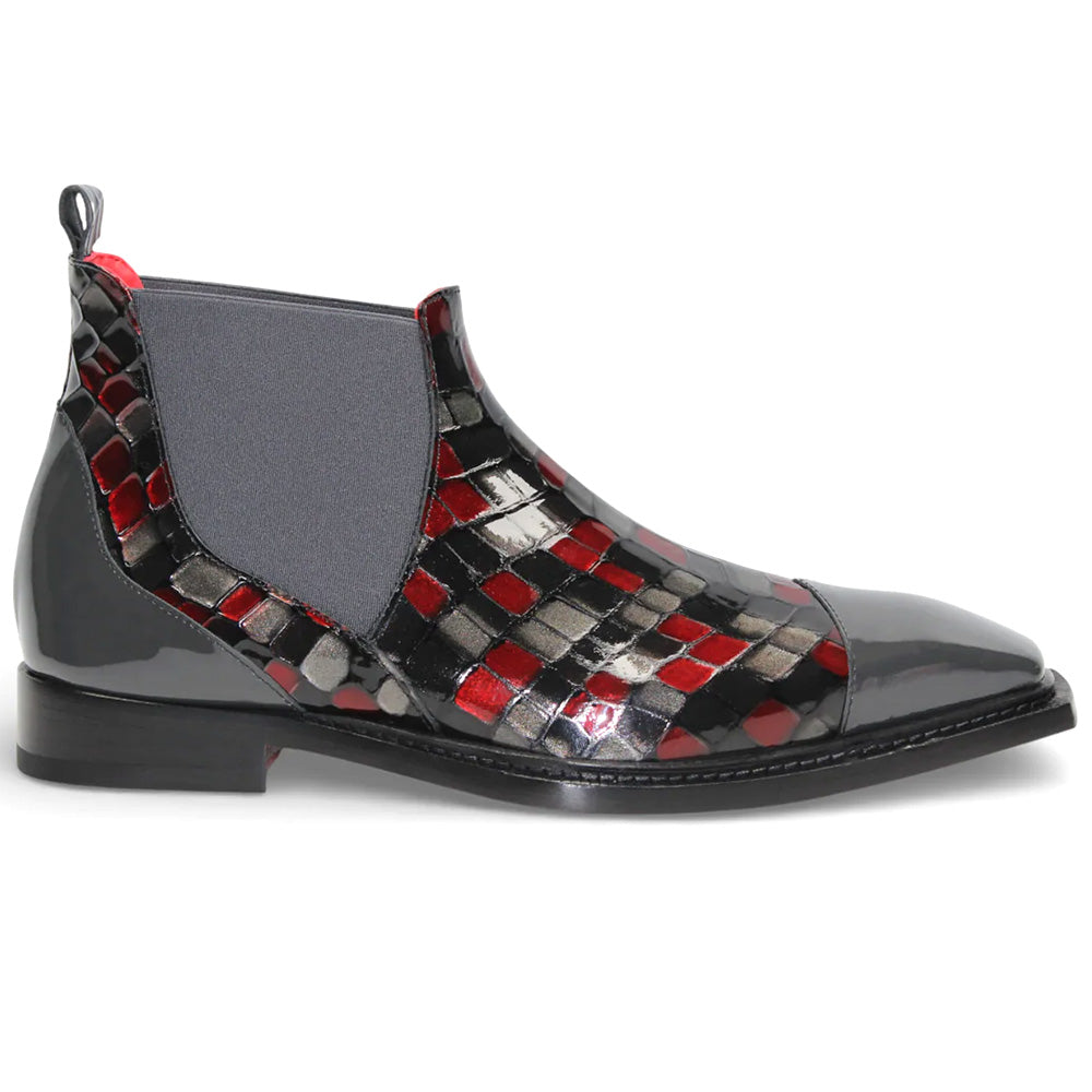 Emilio Franco EFC352 Patent Leather Croco Print Boots Red / Grey
