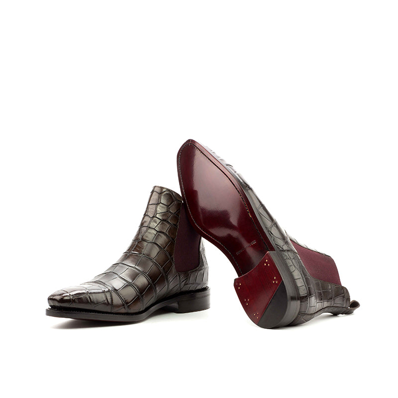 Emanuele Sempre Chelsea Boot Classic Alligator Boots Dark Brown