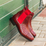 Emanuele Sempre Chelsea Boot Classic Alligator Shoes Red