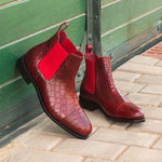 Emanuele Sempre Chelsea Boot Classic Alligator Shoes Red